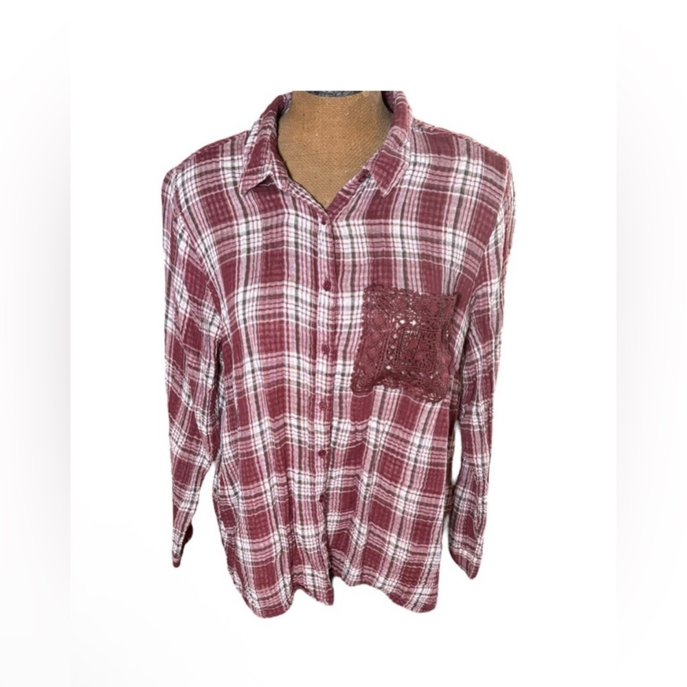 EST. 1846 Plaid Maroon Women’s button down shirt Shirt Size 22/24